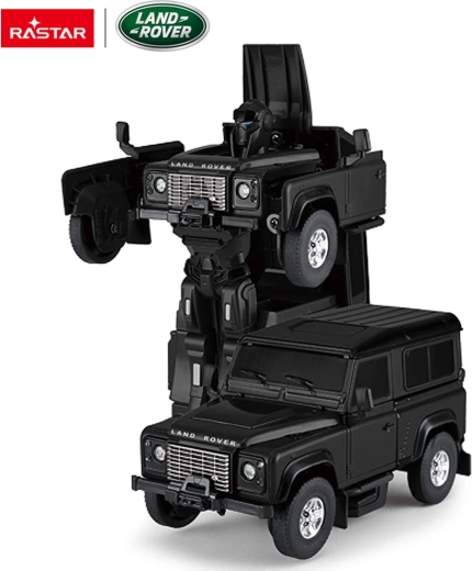 Μεταλλικό αυτοκίνητο και ρομπότ 2 σε 1 Land Rover Defender Rastar 1:32 μαύρο - 1 τεμ.