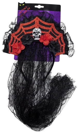 Halloween στέκα με πέπλο με κρανίο και τριαντάφυλλα