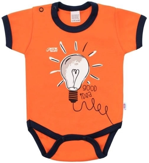 Βρεφικό βαμβακερό κορμάκι με κοντό μανίκι New Baby Happy Bulbs