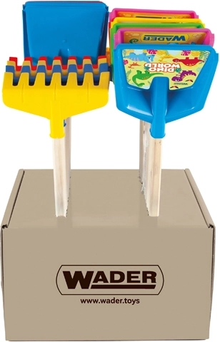 Παιδικό φτυαράκι ή τσουγκράνα Wader Happy Summer με μακριά ξύλινη λαβή