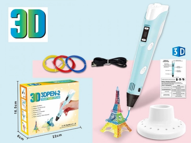 Σετ 3D στυλό με νήματα και καλώδιο τροφοδοσίας USB