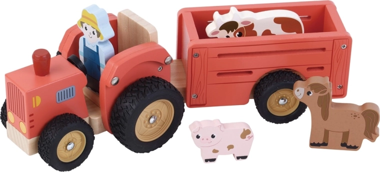 Ξύλινο τρακτέρ 2Kids Toys με τρέιλερ και φιγούρες
