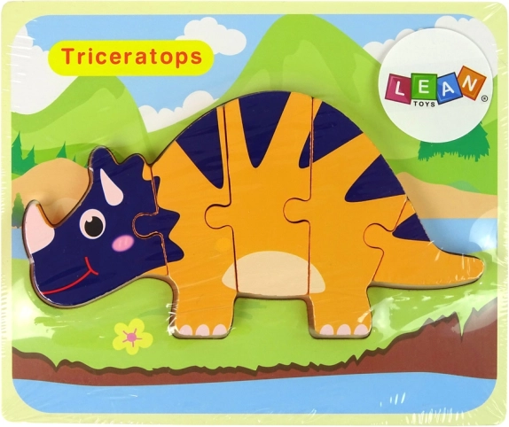 Ξύλινο παζλ δεινόσαυροι – triceratops ή ankylosaurus, πορτοκαλί