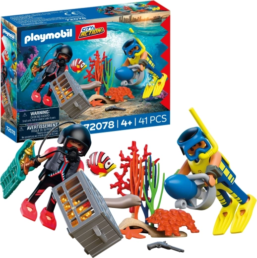 Playmobil City Action αστυνομικός δύτης με θησαυρό – σετ παιχνιδιού με φιγούρες και αξεσουάρ