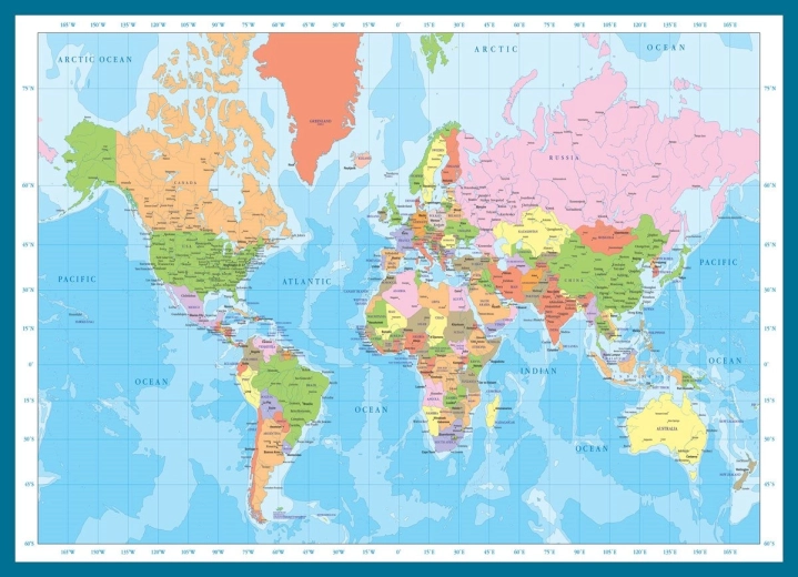 Παζλ χάρτης του κόσμου – 1000 κομμάτια EUROGRAPHICS