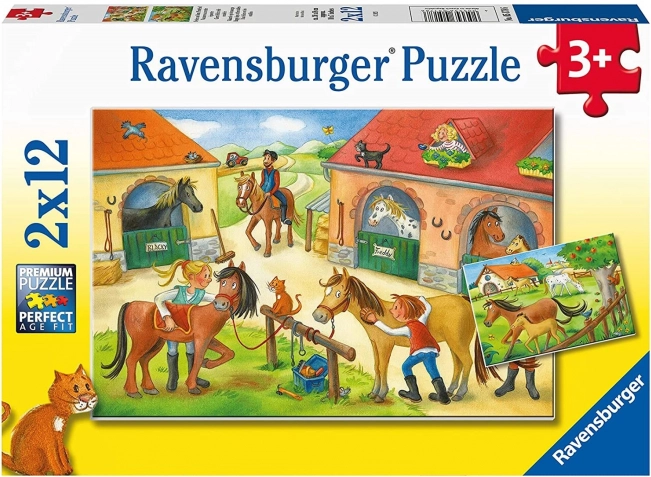 Ravensburger παζλ Διακοπές στη φάρμα με άλογα 2×12 κομμάτια