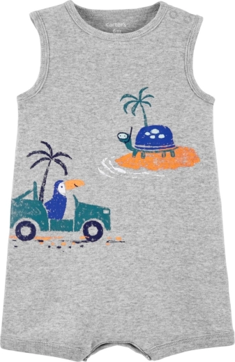 Καλοκαιρινή ολόσωμη φόρμα CARTER'S tropical grey για αγόρια – NB/ μέγεθος 56