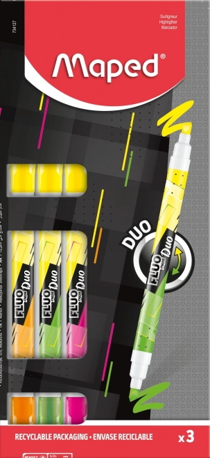 Υπογραμμιστές MAPED Fluo Peps Duo Neon, σετ 3 τεμ.