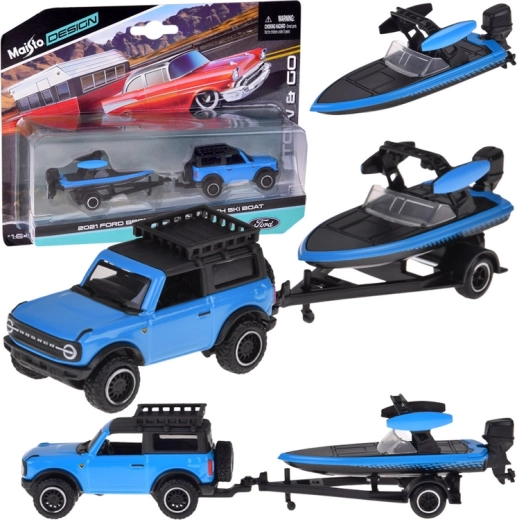 Μεταλλικό μοντέλο αυτοκινήτου Maisto 1:64 – FORD Bronco 2021 με τρέιλερ και μηχανοκίνητο σκάφος