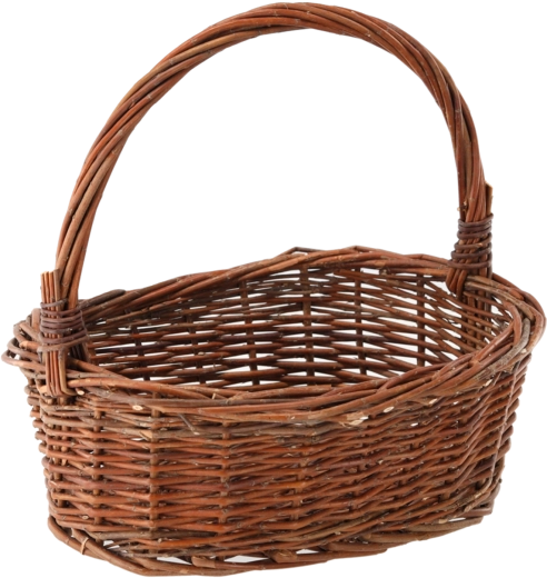 Καφέ ψάθινο καλάθι με χερούλι 35 × 27 cm
