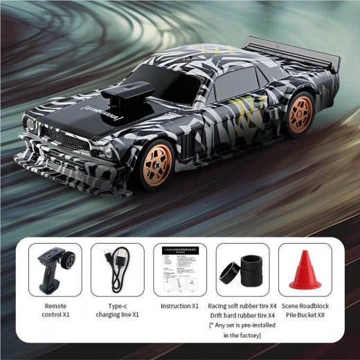 Πράσινο τηλεκατευθυνόμενο αυτοκινητάκι drift 1:43 με αξεσουάρ
