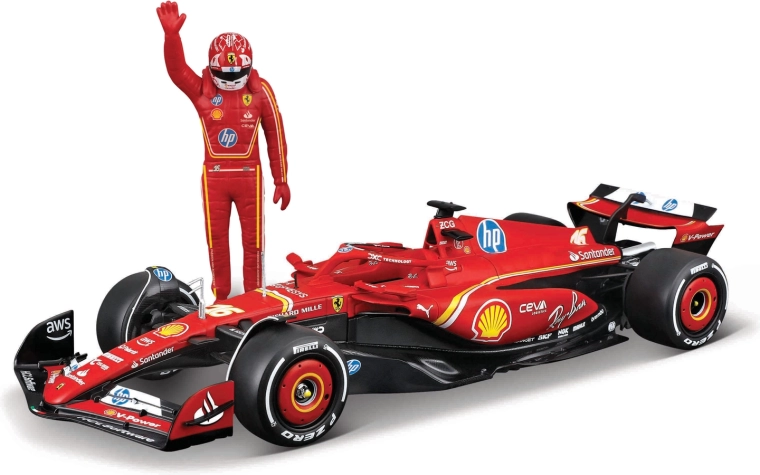 Μοντέλο F1 Bburago Ferrari SF-24 (2024) με φιγούρα οδηγού Charles Leclerc 1:24