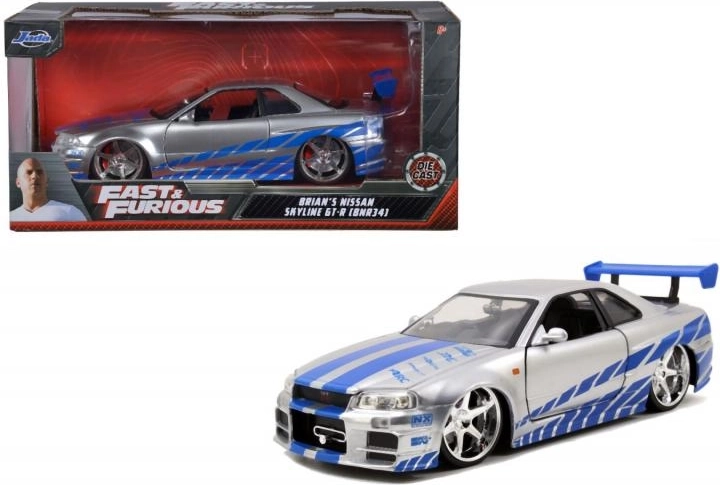 Μεταλλικό μοντέλο αυτοκινήτου 2002 Nissan Skyline GT‑R R34 1:24 Fast & Furious