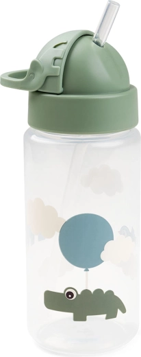 Μπουκάλι Done by Deer με καλαμάκι Happy clouds πράσινο 350 ml