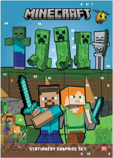 Χριστουγεννιάτικο ημερολόγιο Minecraft με είδη γραφικής ύλης