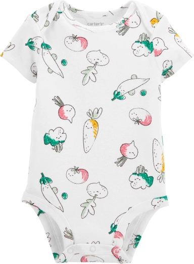 Παιδικό κορμάκι Carter’s με κοντό μανίκι Ivory Vegetables, για κορίτσι, μέγεθος 56