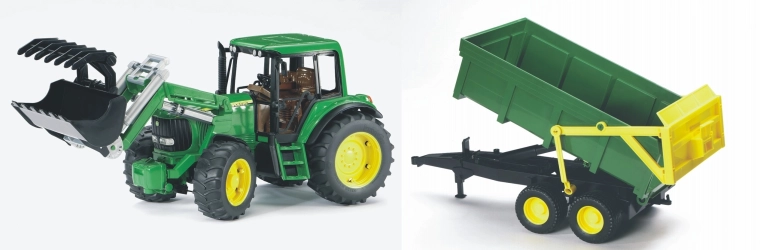 Τρακτέρ Bruder John Deere 6920 με κουβά και ρυμουλκούμενο