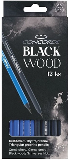 Γραφιτούχα μολύβια CONCORDE Black Wood HB, τριγωνικά, 12 τεμ.