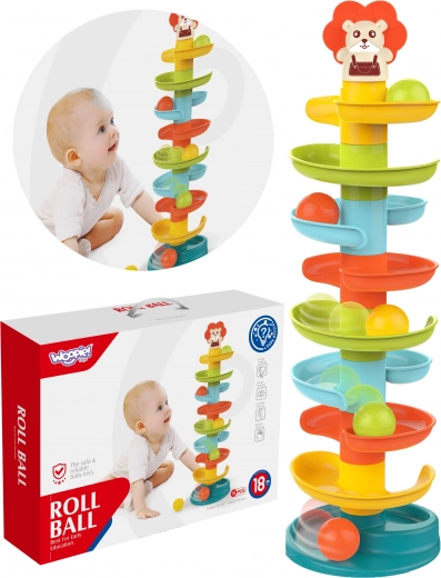 Woopie baby σπειροειδής πυργίσκος με μπαλάκια, 10 κομμάτια και 6 μπαλάκια