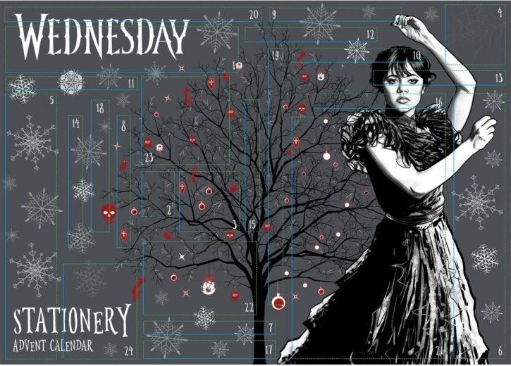 Wednesday χριστουγεννιάτικο ημερολόγιο αντίστροφης μέτρησης με είδη γραφικής ύλης