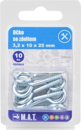 Κλειστό μάτι με σπείρωμα 25 × 10 × 3,2 mm, ψευδάργυρος (10 τεμ.)