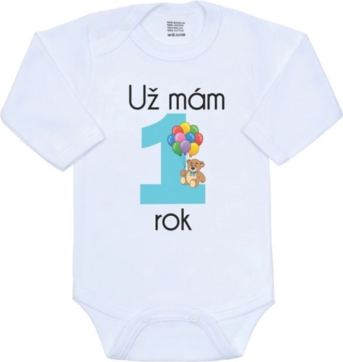 Παιδικό κορμάκι με στάμπα New Baby Ήδη είμαι 1 έτους, μπλε, μέγεθος 86