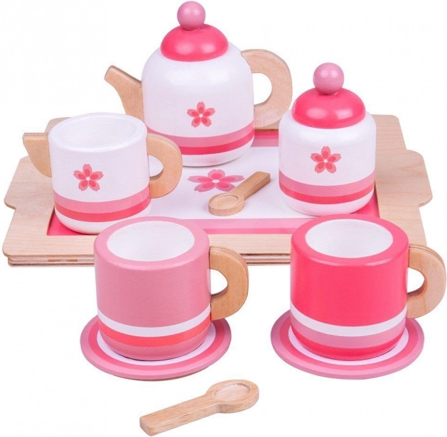 Ξύλινο σετ τσαγιού ροζ Bigjigs Toys