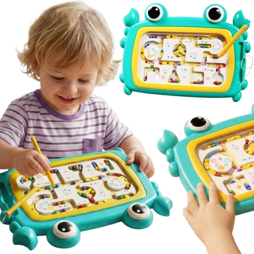 Μαγνητικός λαβύρινθος Montessori Woopie σε σχήμα καβουριού, τιρκουάζ