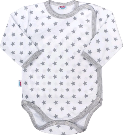 Βρεφικό κορμάκι New Baby Classic II με πλήρες άνοιγμα, γκρι με αστεράκια