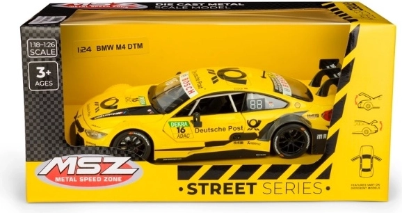 Μοντέλο αυτοκινήτου MSZ BMW M4 DTM σε κλίμακα 1:24, κίτρινο