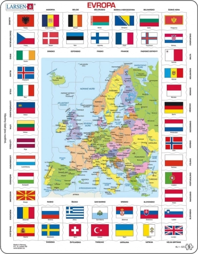 Παζλ Χάρτης της Ευρώπης και σημαίες 70 κομμάτια