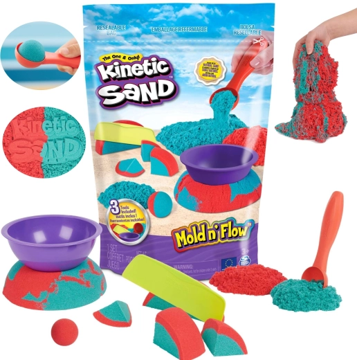 Kinetic Sand Mold 'n Flow κινητική άμμος με 2 χρώματα και 3 αξεσουάρ