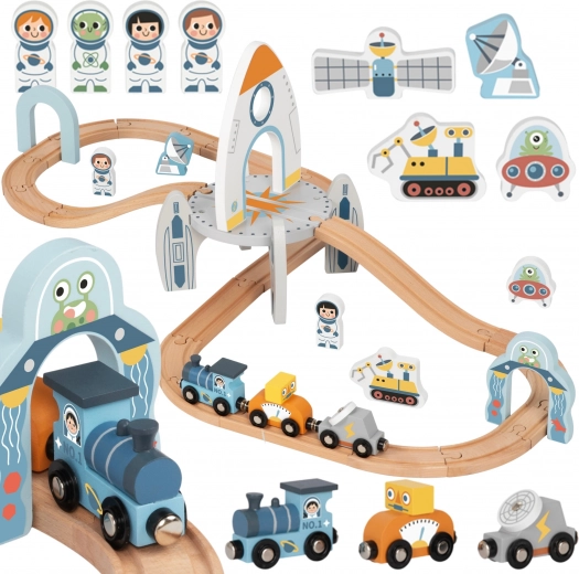 Ξύλινη διαστημική σιδηροδρομική πίστα Tooky Toy