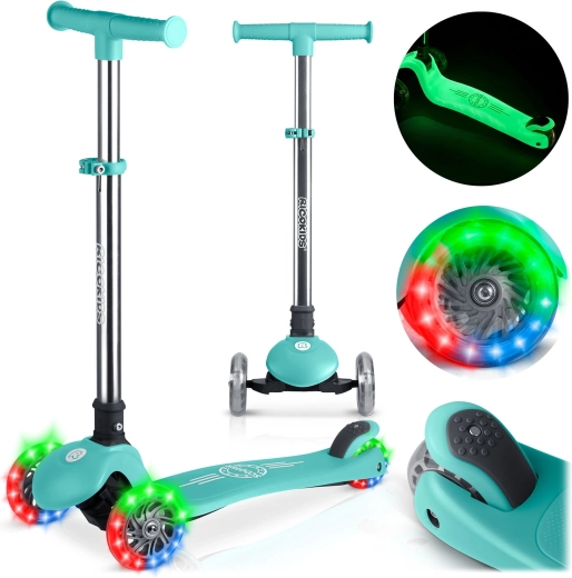 Τρίτροχο παιδικό σκούτερ ισορροπίας RICOKIDS Glow – τιρκουάζ