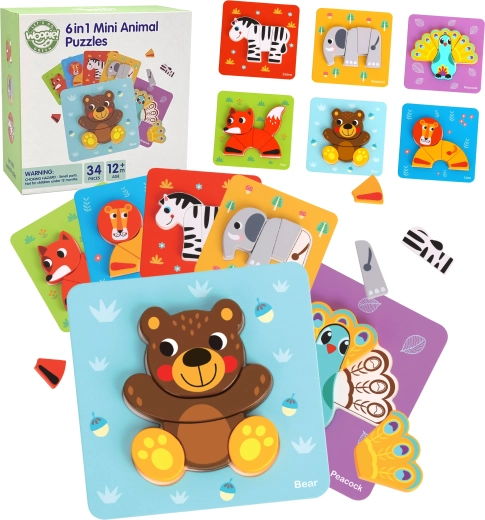Ξύλινο παζλ ζωάκια WOOPIE GREEN Montessori, FSC
