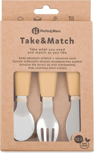 Petite&Mars σετ παιδικών μαχαιροπίρουνων Take&Match Intense Ochre 12m+