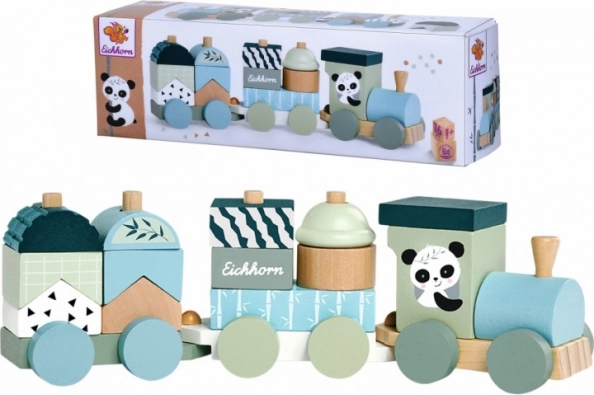 Ξύλινο τρενάκι με τουβλάκια EICHHORN Panda, 16 τεμάχια