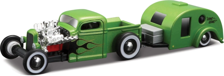 Maisto Design Tow & Go Chevrolet pick-up με τροχόσπιτο ρυμουλκούμενο