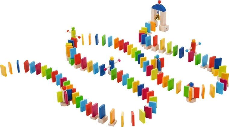 Domino Rally ξύλινη διαδρομή ντόμινο με κουδουνάκι