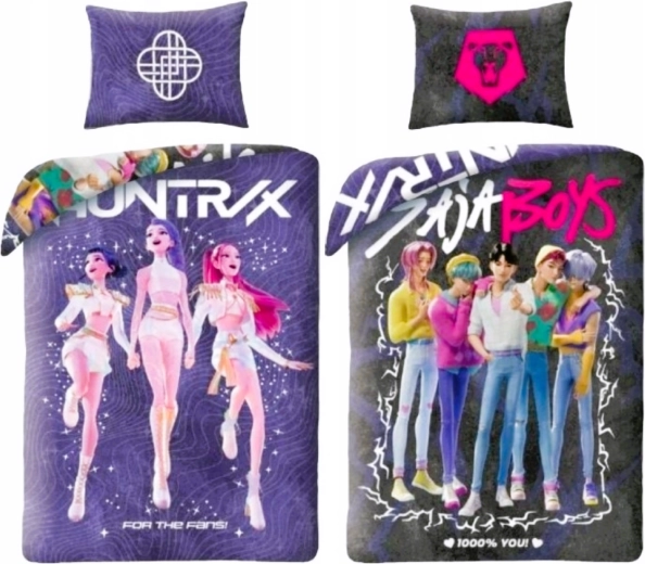 Διπλής όψης κλινοσκεπάσματα K-pop demon hunters Huntrix και Saja boys 140 × 200 cm