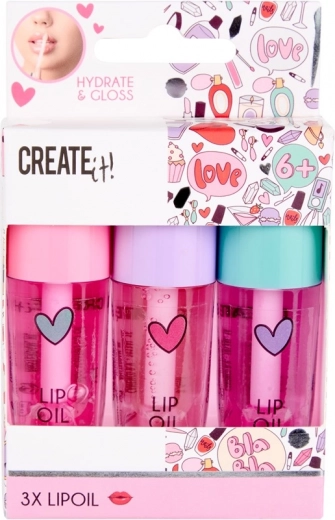 Λαμπερό έλαιο χειλιών για παιδιά CREATE IT! – σετ 3 τεμαχίων