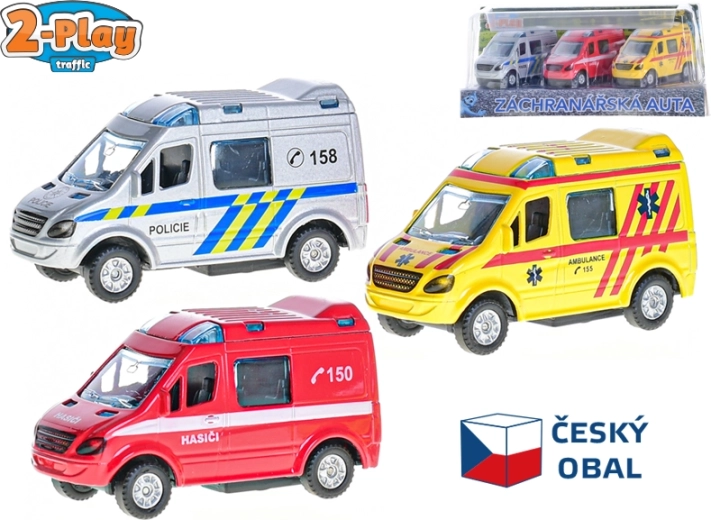 Σετ μεταλλικών οχημάτων υπηρεσιών έκτακτης ανάγκης 2-Play Traffic 8 cm με μηχανισμό έλξης προς τα πίσω