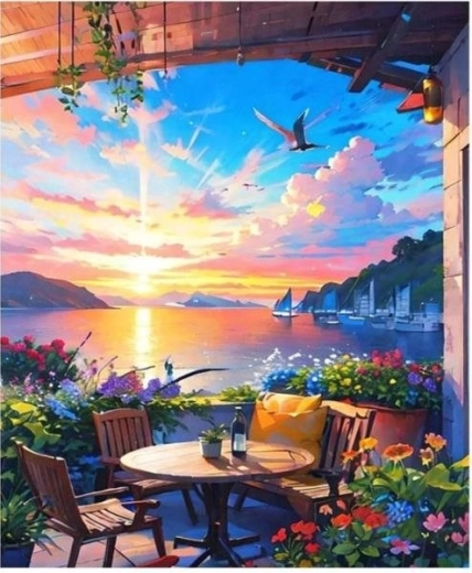 Ζωγραφική με αριθμούς – σπίτι με βεράντα 40 × 50 cm