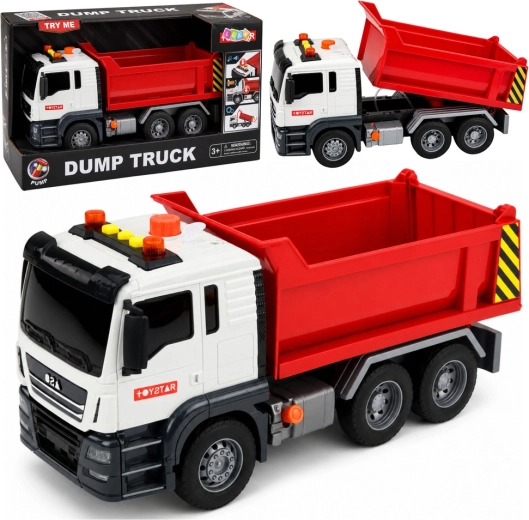 Παιδικό ανατρεπόμενο φορτηγό Dump Truck με φώτα και ήχους, κόκκινο-λευκό
