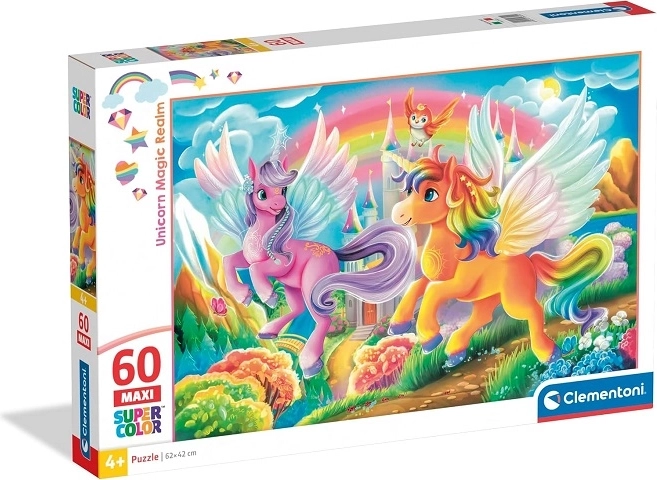 Clementoni maxi παζλ μονόκεροι 60 κομμάτια unicorn magic