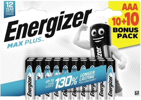 Αλκαλικές μπαταρίες Energizer Max Plus AAA 20 τεμ. (10+10)