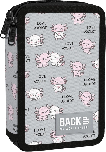 Διώροφο σχολικό κασετινάκι με εξοπλισμό BackUP Axolot Love