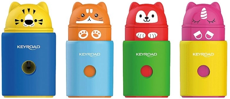 Ξύστρα με ζωάκια με δοχείο KEYROAD