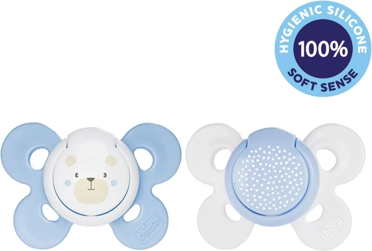 Πιπίλα Chicco Physio Comfort σιλικόνης 2–6 μ., σχέδιο αρκουδάκι/τελείες, 2 τεμ.