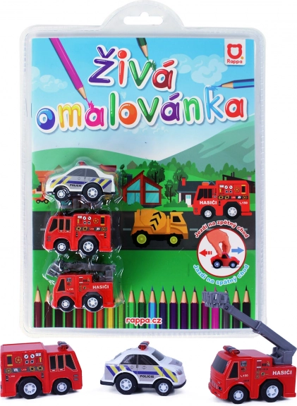 Ζωντανή ζωγραφική-χρωμοσελίδα διασώστες – σετ 3 μικρών αυτοκινήτων με κίνηση προς τα πίσω